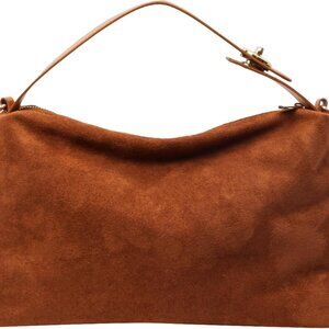 Multi-Use Slouchy Suede Hobo Bag with Zipper Pocket and Detachable Strap